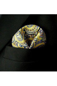 Paisley Blue Yellow Pink Pocket Square Mens Hankies Hanky