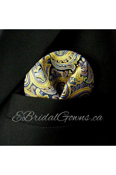 Paisley Blue Yellow Pink Pocket Square Mens Hankies Hanky