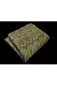 Paisley Blue Yellow Pink Pocket Square Mens Hankies Hanky