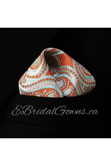 Paisley Orange Pink Green Pocket Square Mens Hankies Hanky