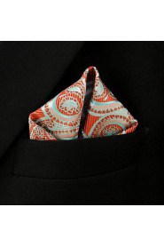 Paisley Orange Pink Green Pocket Square Mens Hankies Hanky