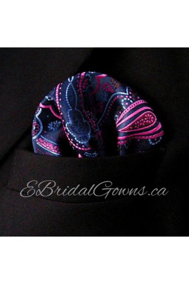 Paisley Blue Pink Brown Pocket Square Mens Hankies Hanky