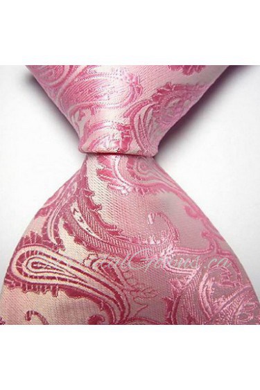 Men Wedding Cocktail Necktie At Work Pink White Flower Tie