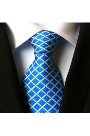 Men Wedding Cocktail Necktie At Work Blue White Cross Tie