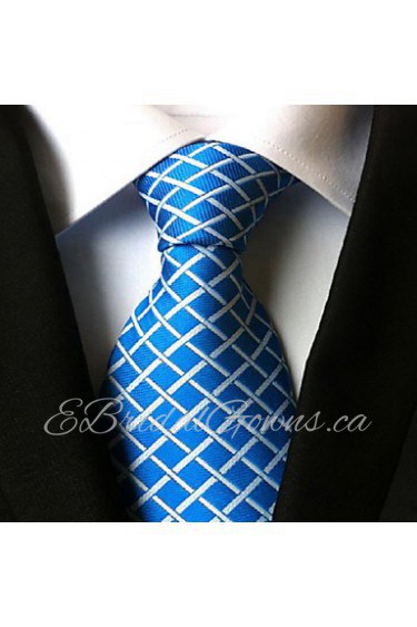 Men Wedding Cocktail Necktie At Work Blue White Cross Tie