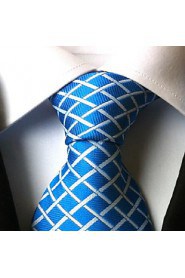 Men Wedding Cocktail Necktie At Work Blue White Cross Tie