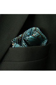 Men's Casual Blue Floral Print Silk Handkerchief