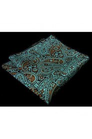 Men's Casual Blue Floral Print Silk Handkerchief