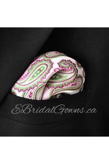 Men's Casual Multicolor Floral Paisley Pink Silk Hanky