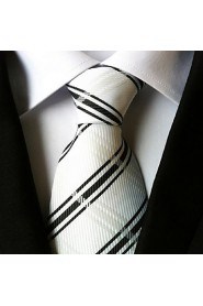 Men Wedding Cocktail Necktie At Work White Black Cross Tie