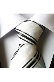 Men Wedding Cocktail Necktie At Work White Black Cross Tie