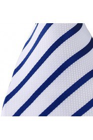 White Dark Blue Stripes Jacquard Silk Leisure Men Necktie