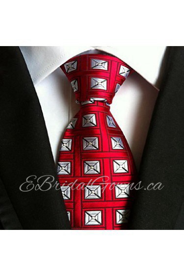 Men Wedding Cocktail Necktie At Work Red White Colors Tie