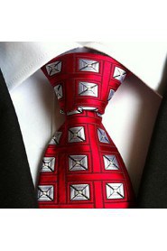 Men Wedding Cocktail Necktie At Work Red White Colors Tie