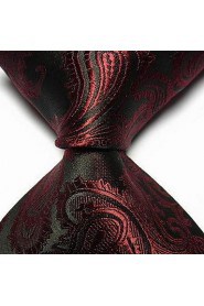 Men Wedding Cocktail Necktie At Work Black Wine Flower Tie