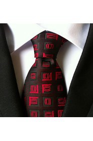 Men Wedding Cocktail Necktie At Work Red Black Tie