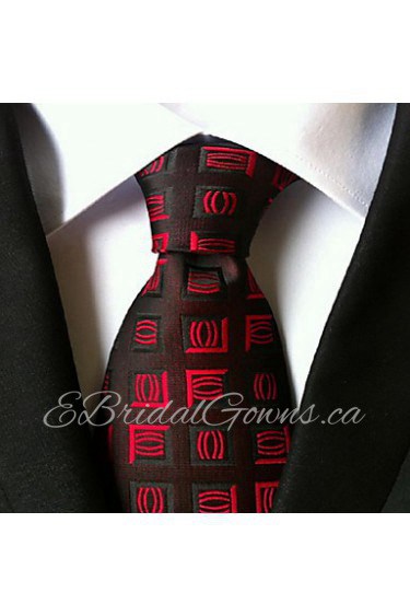 Men Wedding Cocktail Necktie At Work Red Black Tie