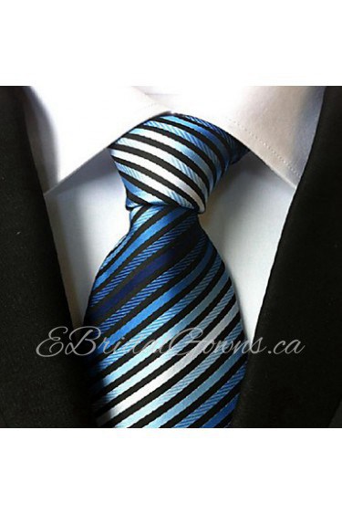 Men Wedding Cocktail Necktie At Work Blue White Colors Tie