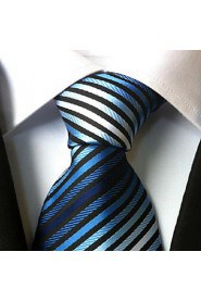 Men Wedding Cocktail Necktie At Work Blue White Colors Tie