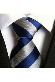 Men Wedding Cocktail Necktie At Work Blue White Tie