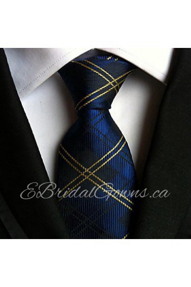 Men Wedding Cocktail Necktie At Work Blue Yellow Tie