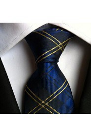 Men Wedding Cocktail Necktie At Work Blue Yellow Tie