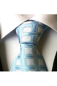 Men Wedding Cocktail Necktie At Work Light Blue White Tie