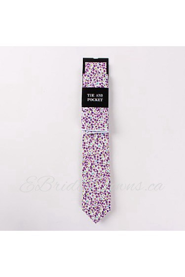 Fashion Men Casual Floral Skinny Necktie Kerchief Set(Width:6.5cm)