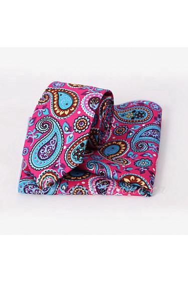 Fashion Men Casual Floral Skinny Necktie Kerchief Set(Width:6.5cm)