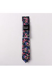 Fashion Men Casual Floral Skinny Necktie Kerchief Set(Width:6.5cm)