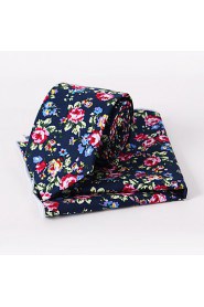 Fashion Men Casual Floral Skinny Necktie Kerchief Set(Width:6.5cm)