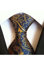 Men Wedding Cocktail Necktie At Work Blue Yellow Tie