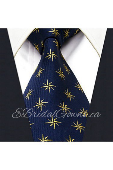 Men's Tie Navy Blue Geometrical Fashion 100% Silk Business