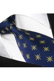 Men's Tie Navy Blue Geometrical Fashion 100% Silk Business