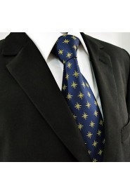 Men's Tie Navy Blue Geometrical Fashion 100% Silk Business