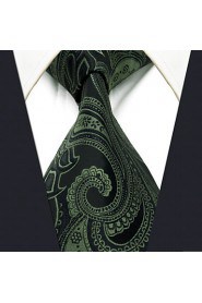 Men's Tie Olive Paisley Fashion 100% Silk Business