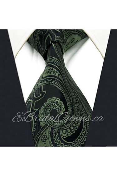 Men's Tie Olive Paisley Fashion 100% Silk Business