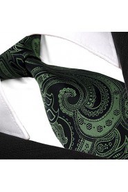 Men's Tie Olive Paisley Fashion 100% Silk Business