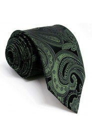 Men's Tie Olive Paisley Fashion 100% Silk Business