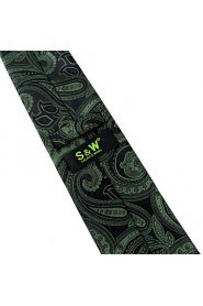 Men's Tie Olive Paisley Fashion 100% Silk Business