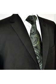 Men's Tie Olive Paisley Fashion 100% Silk Business