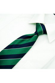 Men's Tie Green Stripes Fashion 100% Silk Business