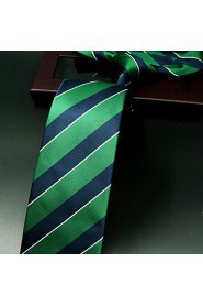 Men's Tie Green Stripes Fashion 100% Silk Business