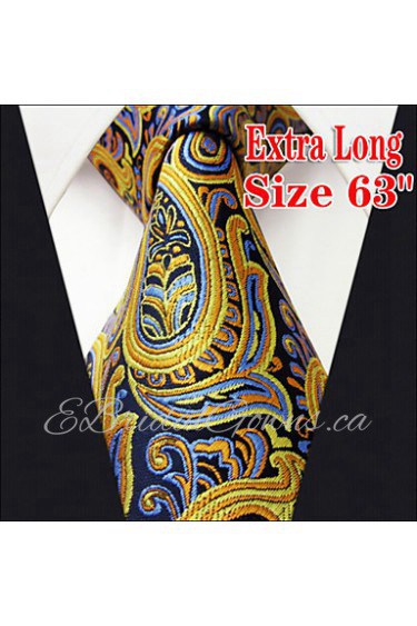 Men's Tie Yellow Paisley 100% Silk Business New Wedding