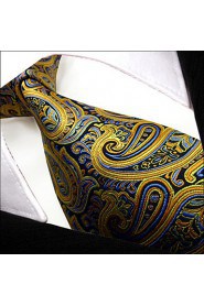 Men's Tie Yellow Paisley 100% Silk Business New Wedding