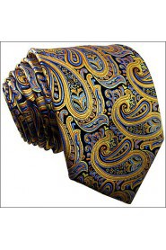 Men's Tie Yellow Paisley 100% Silk Business New Wedding