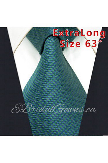 Men's Tie Green Solid 100% Silk Business Dress Casual Long