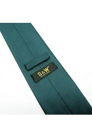 Men's Tie Green Solid 100% Silk Business Dress Casual Long