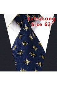 Men's Tie Navy Blue Geometrical 100% Silk Business Dress Casual Long