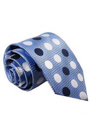 Men's Tie Laight Blue Dots Geometrical 100% Silk Business Dress Casual Long